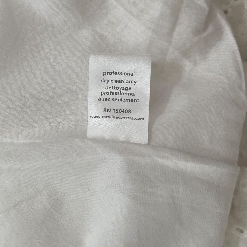 CAROLINE CONSTAS Bel Buttoned Cotton Mini Dress White Eyelet Bridal Shower Small - Picture 15 of 16